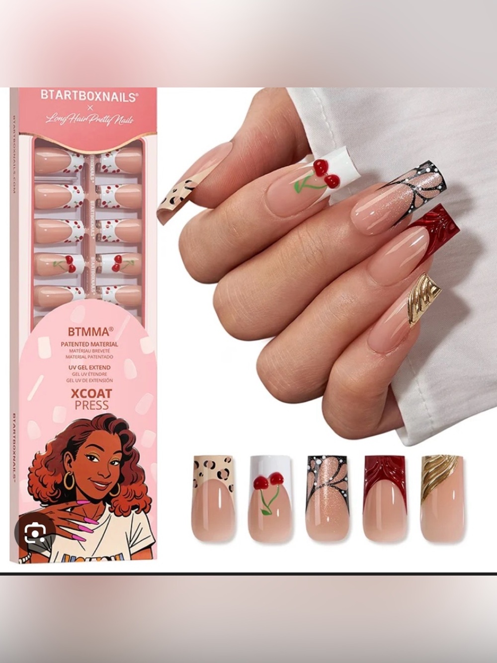 BTArtboxnails X LONG HAIR PRETTY NAILS Pre-designed Press-On Nail Tips